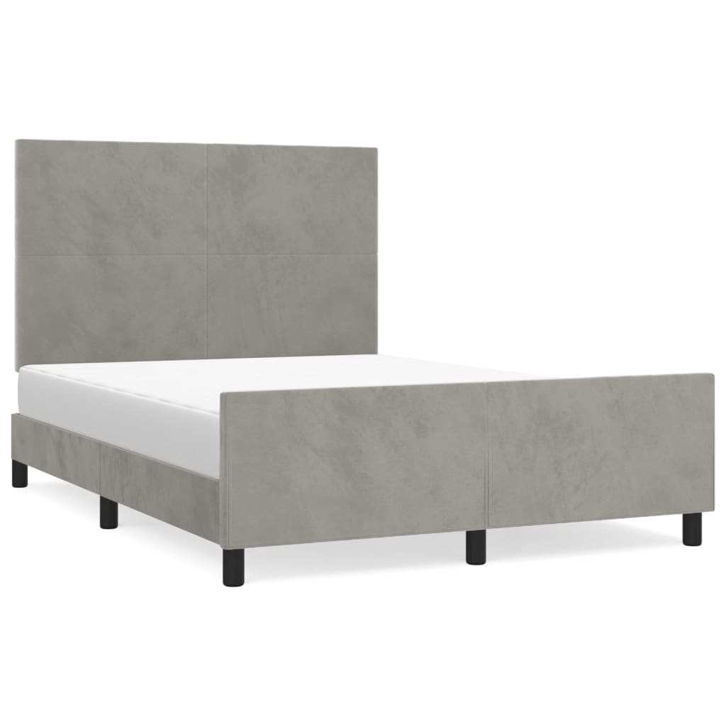 Estructura de cama con cabecero terciopelo gris claro 140x190cm diseño plano