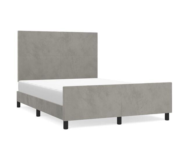 Estructura de cama con cabecero terciopelo gris claro 140x190cm diseño plano