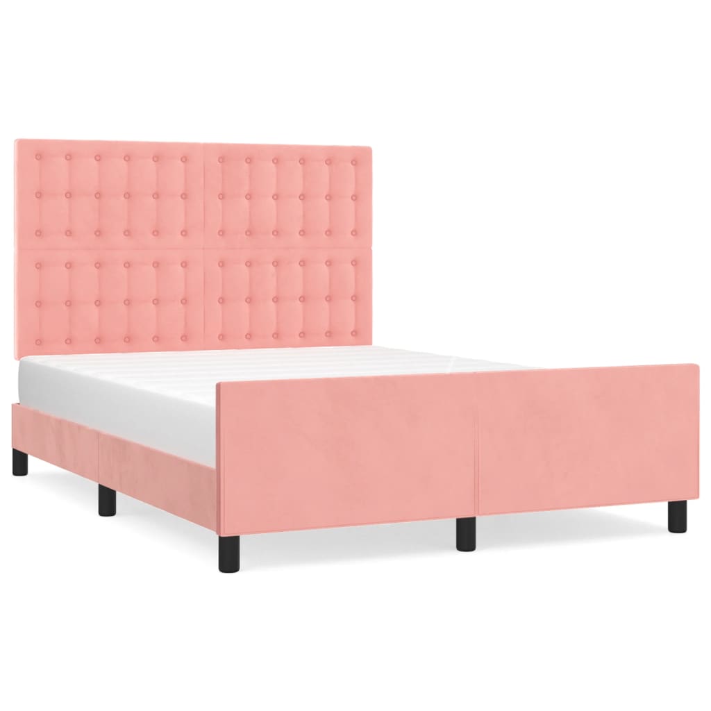 Estructura de cama con cabecero Botones 140x200 Rosa