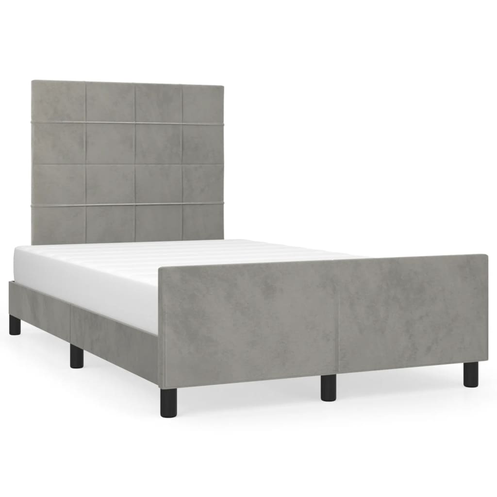 Estructura de cama con cabecero Bloques con cuadros 120x200 Gris Claro
