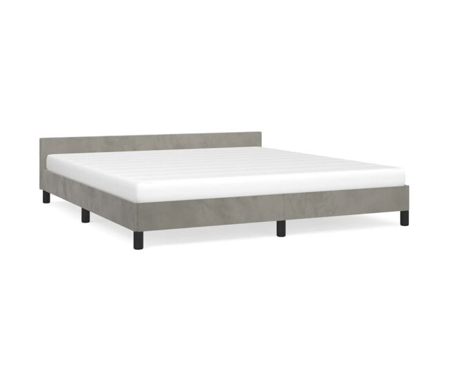 Estructura de cama con cabecero terciopelo gris claro 160x200cm