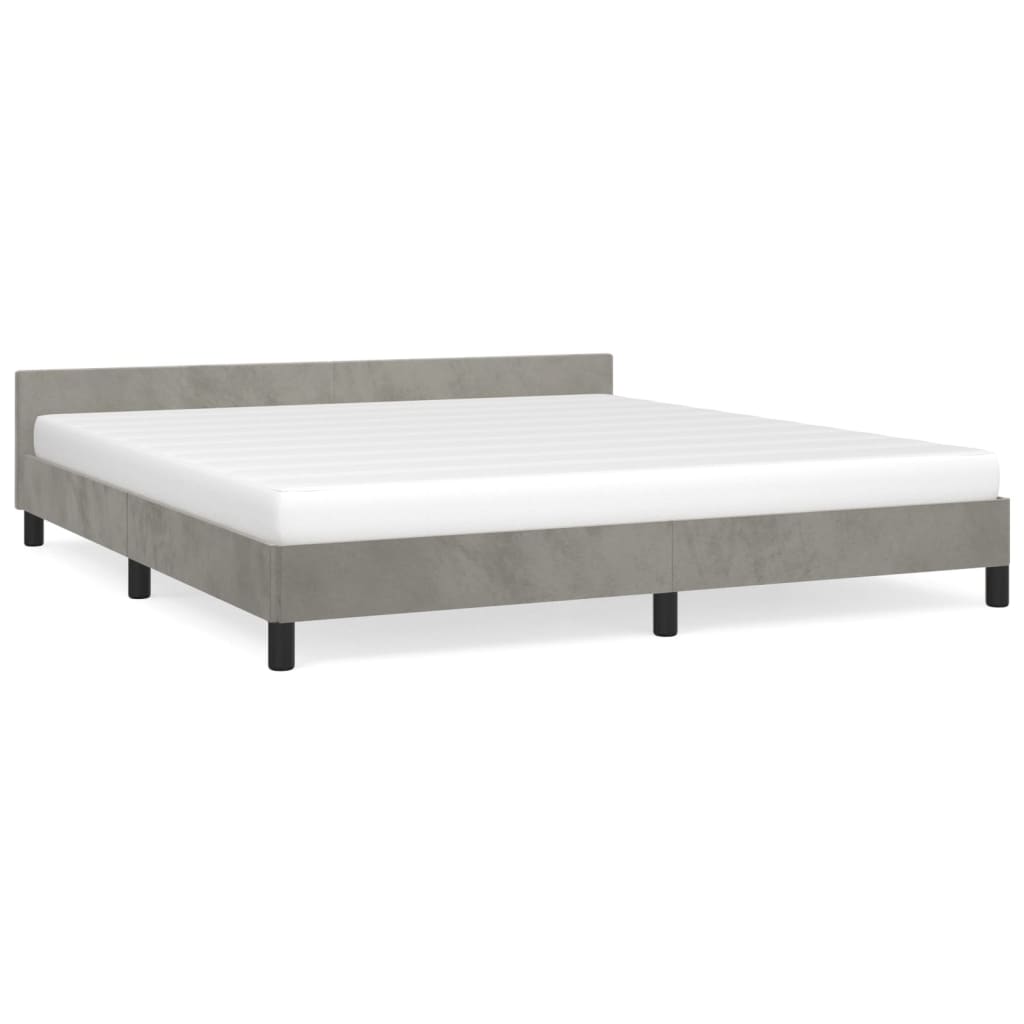 Estructura de cama con cabecero terciopelo gris claro 180x200cm