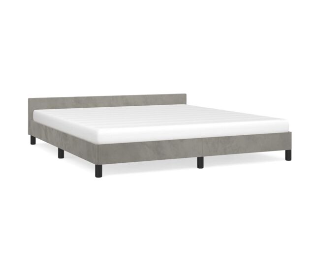 Estructura de cama con cabecero terciopelo gris claro 180x200cm