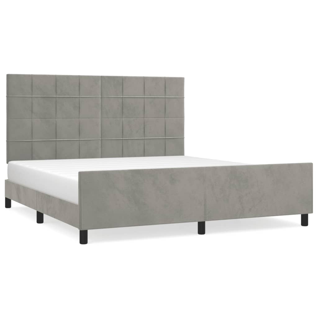 estructura de cama con cabecero terciopelo gris claro 160x200cm bloques con cuadros