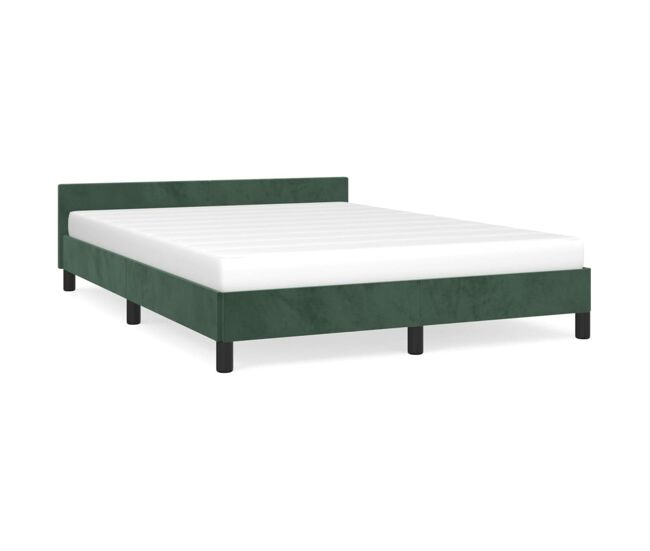 Estructura cama con cabecero terciopelo verde oscuro 140x200 cm