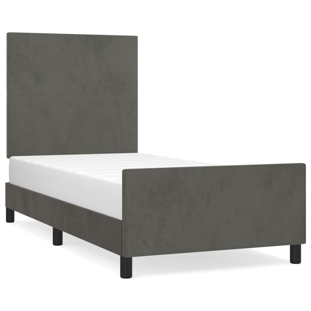 Estructura de cama con cabecero Diseño plano 90x200 Gris