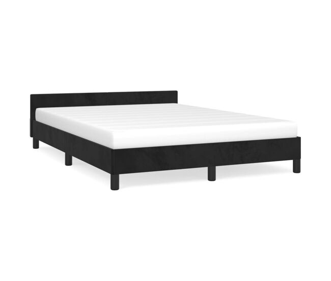 Estructura de cama con cabecero de terciopelo negro 140x190 cm
