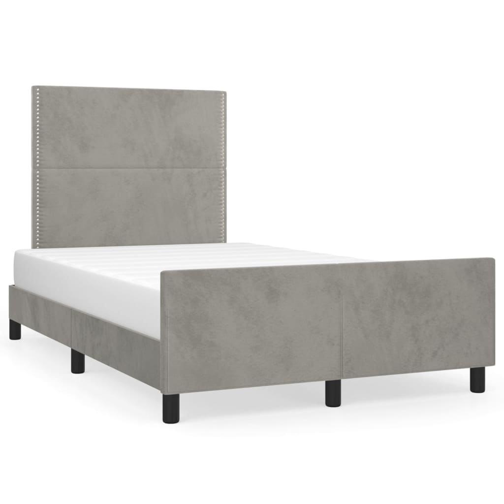 Estructura de cama con cabecero Liso con clavos 120x200 Gris Claro