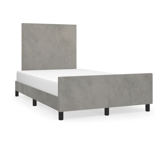Estructura de cama con cabecero terciopelo gris claro 120x200cm diseño plano
