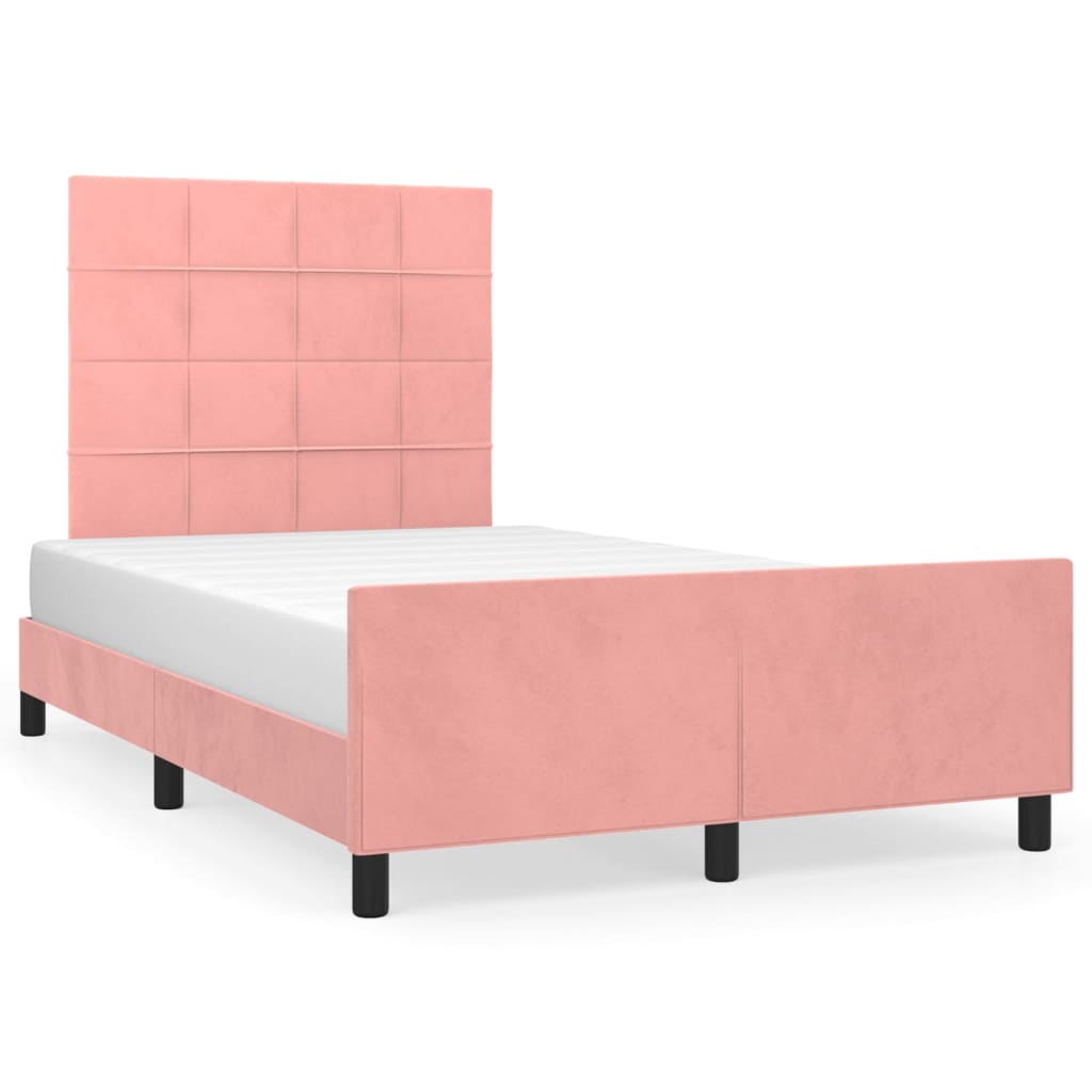 Estructura de cama con cabecero Bloques con cuadros 120x200 Rosa