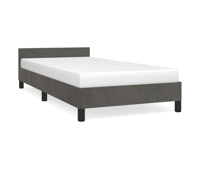 Estructura de cama con cabecero terciopelo gris oscuro 90x190cm