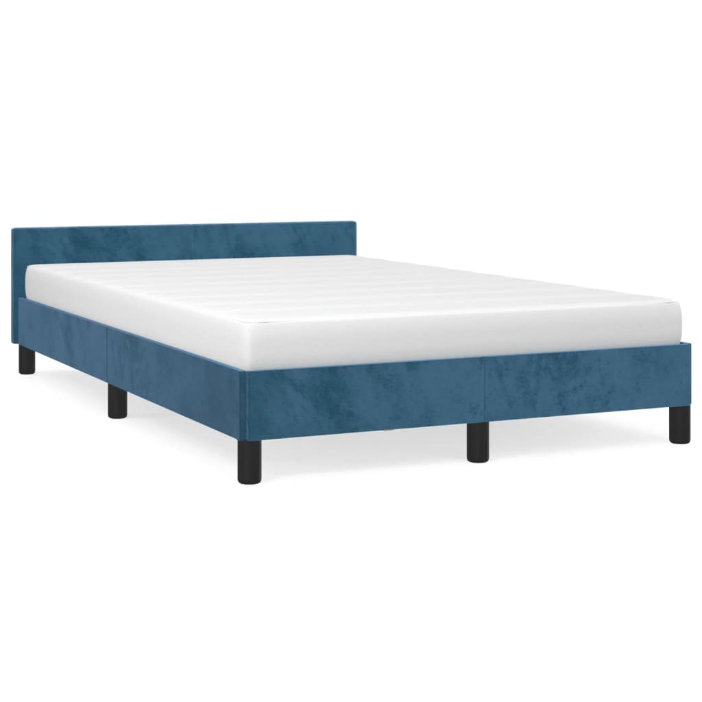 estructura cama con cabecero terciopelo azul oscuro 120x200cm