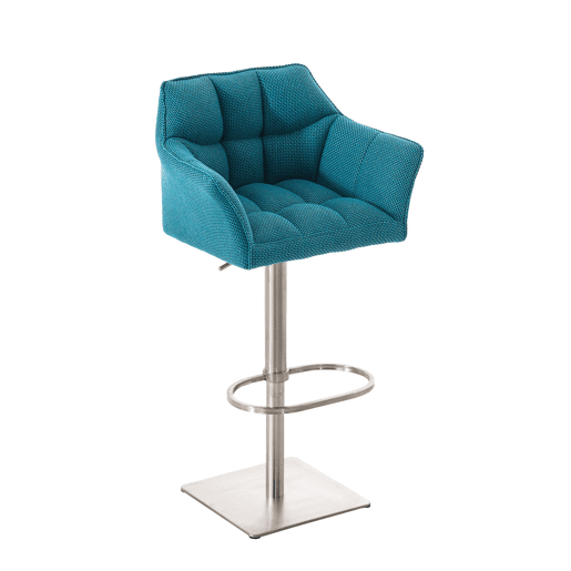 Taburete de bar Damaso con tapizado de tela Turquesa 45X64X88 cm