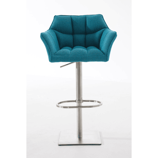 Taburete de bar Damaso con tapizado de tela Turquesa 45X64X88 cm