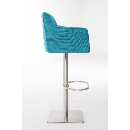 Taburete de bar Damaso con tapizado de tela Turquesa 45X64X88 cm