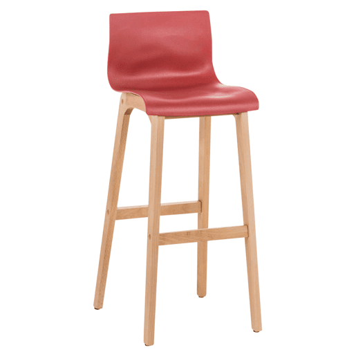 Taburete de bar Hover estructura de plástico base de cuatro patas Natura Madera Rojo 46X41X102 cm