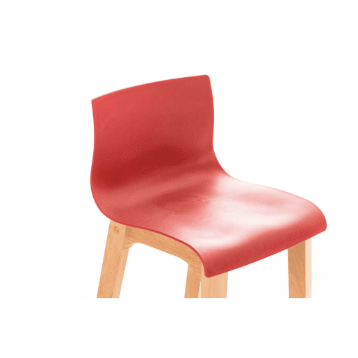 Taburete de bar Hover estructura de plástico base de cuatro patas Natura Madera Rojo 46X41X102 cm