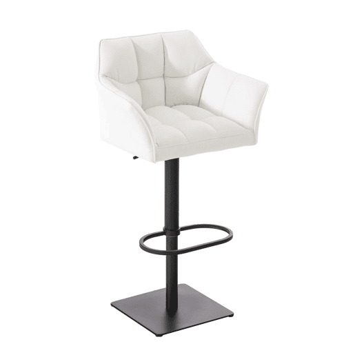 Taburete de bar Damaso con tapizado de polipiel Simil cuero Blanco 45X64X88 cm