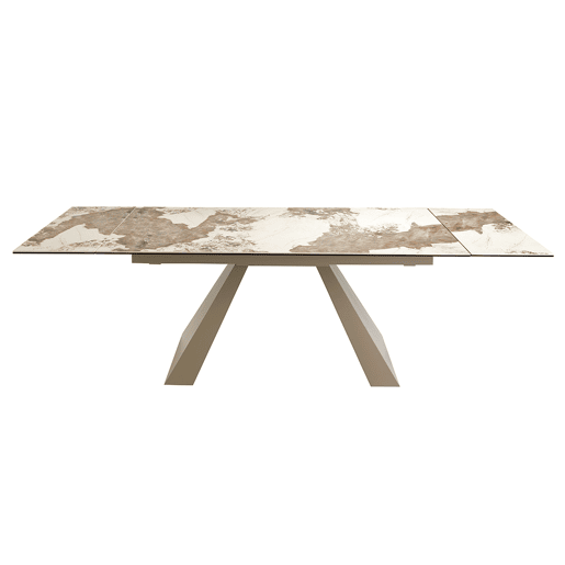 ANGEL CERDA Mesa de jantar extensível retangular em mármore porcelânico e aço cinzento taupe