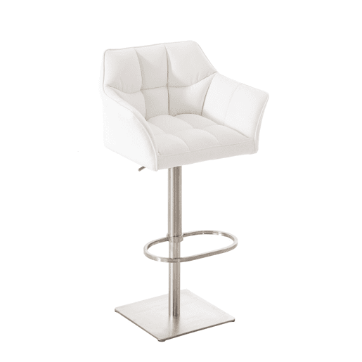 Taburete de bar Damaso con tapizado de polipiel Simil cuero Blanco 45X64X88 cm