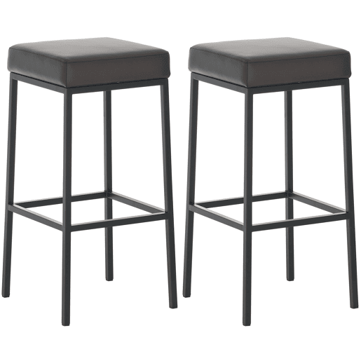Set De 2 Taburetes Montreal ~ Altura 80 cm Simil cuero Marrón 37X37X80 cm