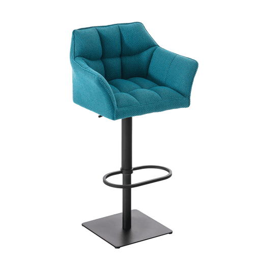 Taburete de bar Damaso con tapizado de tela Turquesa 45X64X88 cm
