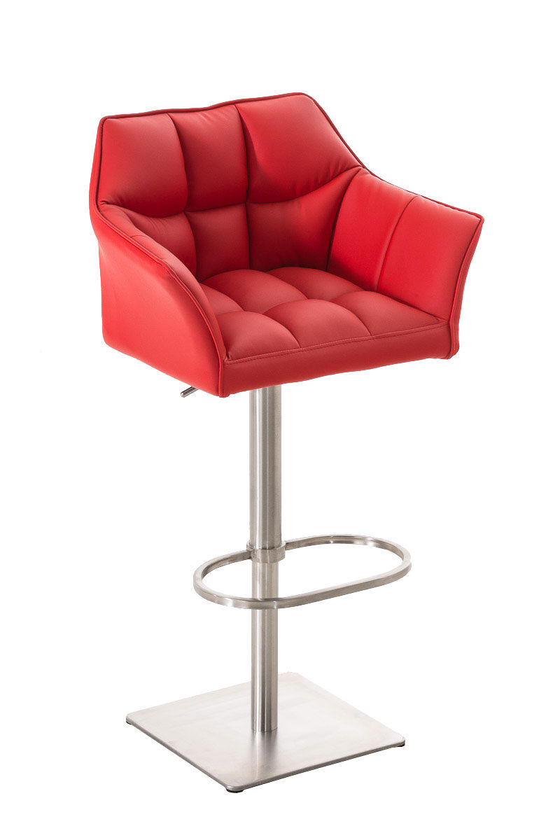 Taburete de bar damaso tapizado en cuero sintético 45x64x88-113 cm