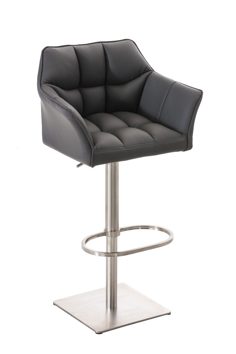 Taburete de bar damaso tapizado en cuero sintético 45x64x88-113 cm