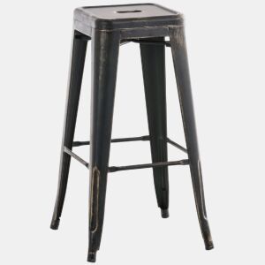 Taburete de bar Joshua Metal Negro-dorado 43X43X76 cm