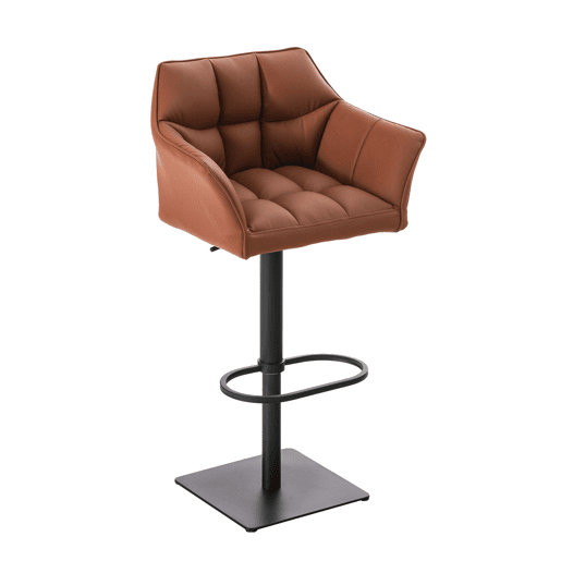 Taburete de bar Damaso con tapizado de polipiel Simil cuero Marrón claro 45X64X88 cm