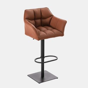 Taburete de bar Damaso con tapizado de polipiel Simil cuero Marrón claro 45X64X88 cm