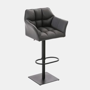 Taburete de bar Damaso con tapizado de polipiel Simil cuero Gris 45X64X88 cm