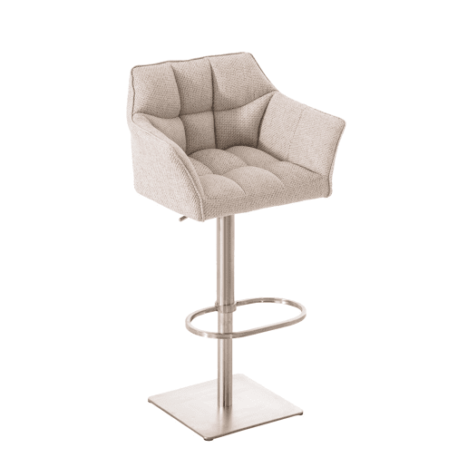 Taburete de bar Damaso con tapizado de tela Marfil 45X64X88 cm
