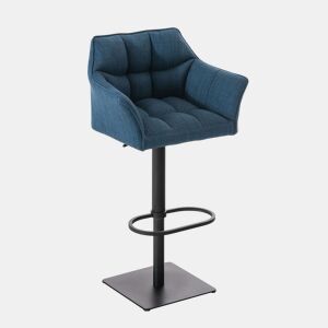Taburete de bar Damaso con tapizado de tela Azul 45X64X88 cm