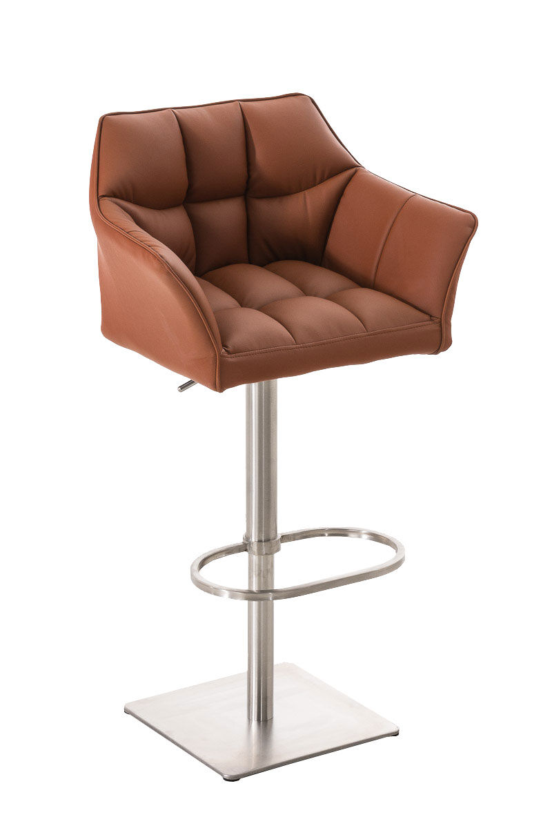 Taburete de bar damaso tapizado en cuero sintético 45x64x88-113 cm
