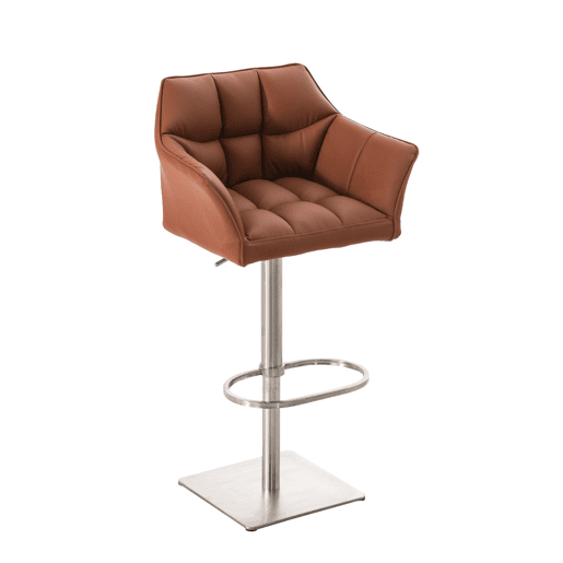Taburete de bar Damaso con tapizado de polipiel Simil cuero Marrón claro 45X64X88 cm