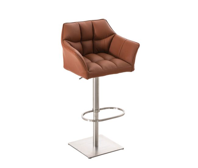 Taburete de bar damaso tapizado en cuero sintético 45x64x88-113 cm