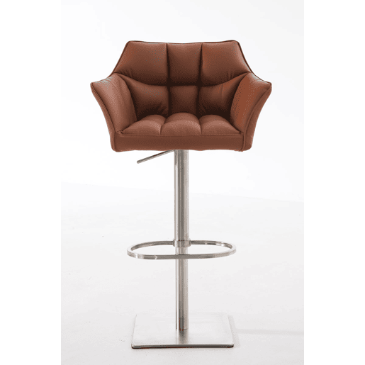 Taburete de bar Damaso con tapizado de polipiel Simil cuero Marrón claro 45X64X88 cm