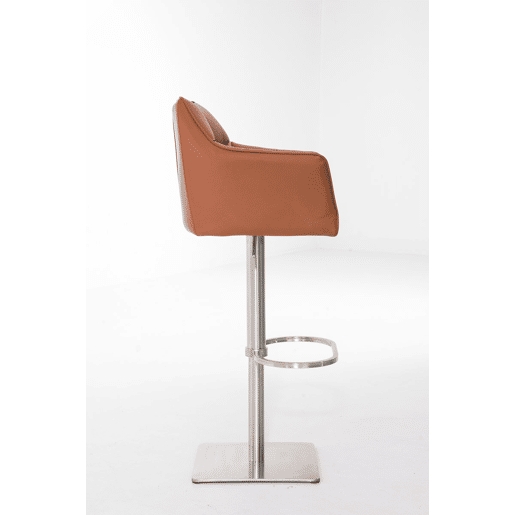 Taburete de bar Damaso con tapizado de polipiel Simil cuero Marrón claro 45X64X88 cm