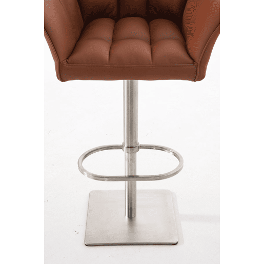 Taburete de bar Damaso con tapizado de polipiel Simil cuero Marrón claro 45X64X88 cm