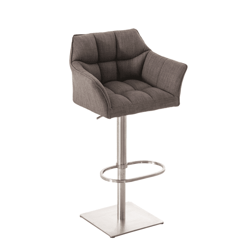 Taburete de bar Damaso con tapizado de tela Gris 45X64X88 cm