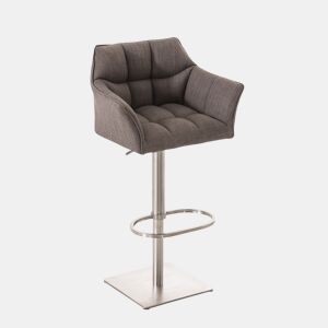 Taburete de bar Damaso con tapizado de tela Gris 45X64X88 cm