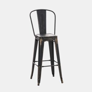 Taburete Industrial Aiden Metal Negro-dorado 52X44X115 cm