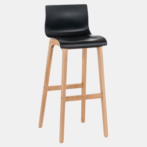 Taburete de bar Hover estructura de plástico base de cuatro patas Natura Madera Negro 46X41X102 cm