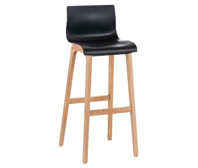 Taburete de bar hover estructura de plástico base de cuatro patas natura madera negro 46x41x102 cm