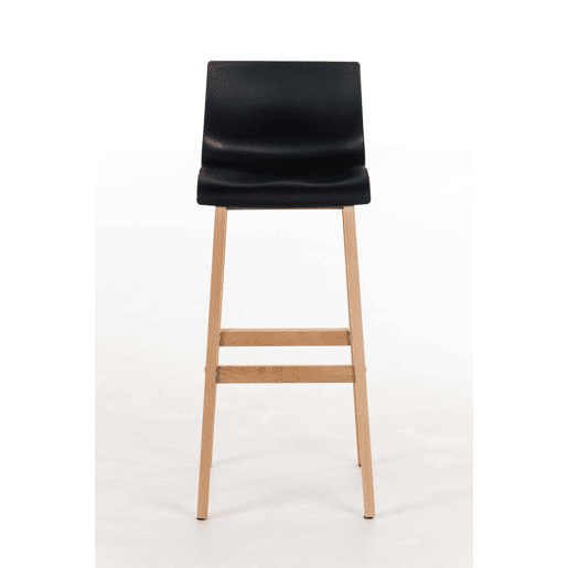 Taburete de bar Hover estructura de plástico base de cuatro patas Natura Madera Negro 46X41X102 cm