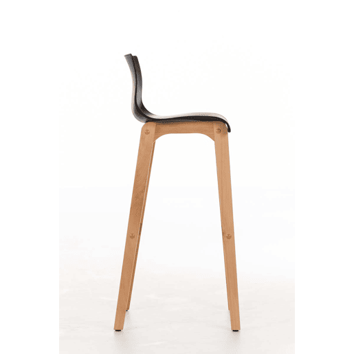 Taburete de bar Hover estructura de plástico base de cuatro patas Natura Madera Negro 46X41X102 cm