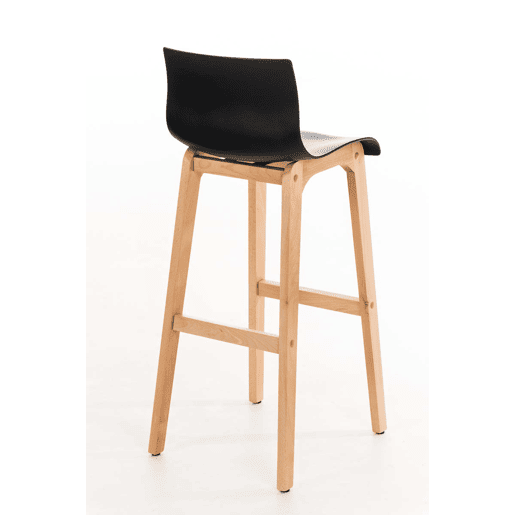 Taburete de bar Hover estructura de plástico base de cuatro patas Natura Madera Negro 46X41X102 cm