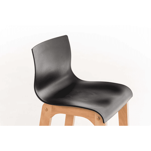 Taburete de bar Hover estructura de plástico base de cuatro patas Natura Madera Negro 46X41X102 cm