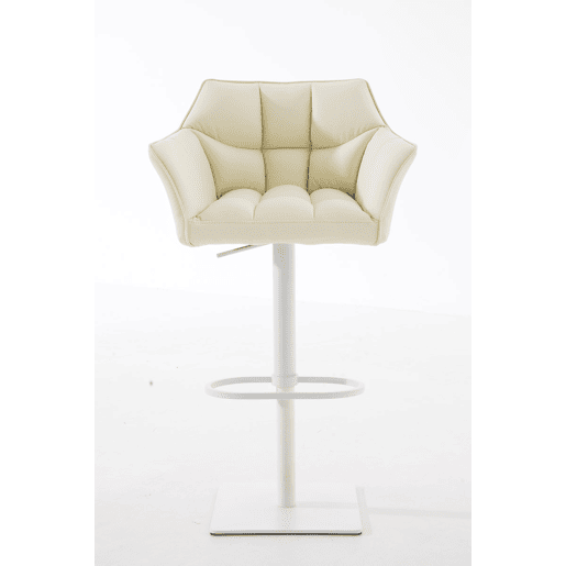 Taburete de bar Damaso con tapizado de polipiel Simil cuero Crema 45X64X88 cm